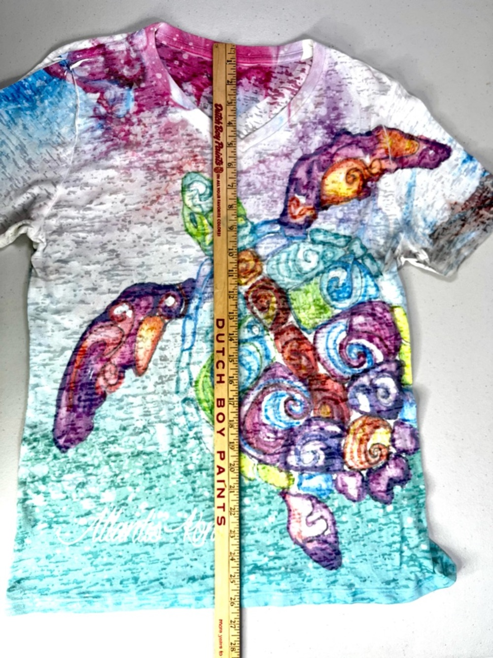 Blue 84 White Tee with Multicolor Sea Turtle Graphic - Picture 3 of 5